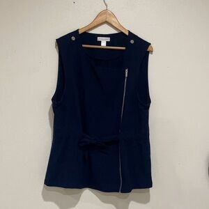Christopher & Banks Dark Blue Sleeveless Top with Side Zipper